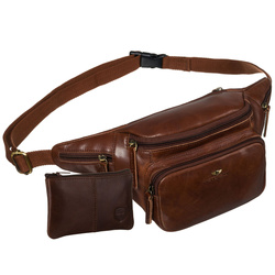 Klasyczna skórzana nerka męska na biodra w brązowym kolorze - Peterson