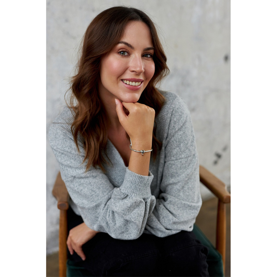 Srebrny charms serce z zawieszkami do modułowej bransoletki - Peterson