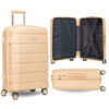Zestaw walizek w beżowym kolorze wykonanych z polipropylenu z wysuwanymi rączkami - Peterson