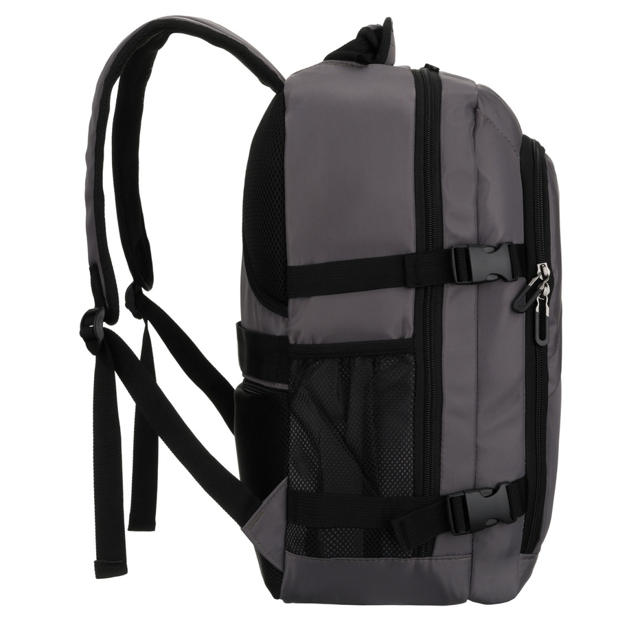 Szary, podróżny plecak z poliestru idealny na bagaż podręczny - Peterson