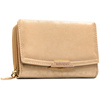 Beżowy, poziomy portfel damski ze skóry ekologicznej zamykany na zatrzask - Rovicky