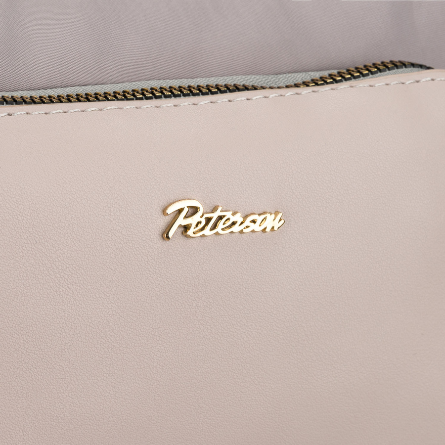 Miejska, szara listonoszka damska z nylonu i skóry ekologicznej - Peterson