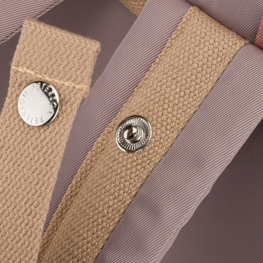 Różowo-szary plecak damski z poliestru i skóry ekologicznej, jednokomorowy - Peterson