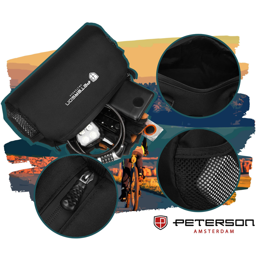 Czarna, wodoodporna sakwa rowerowa na kierownicę - Peterson