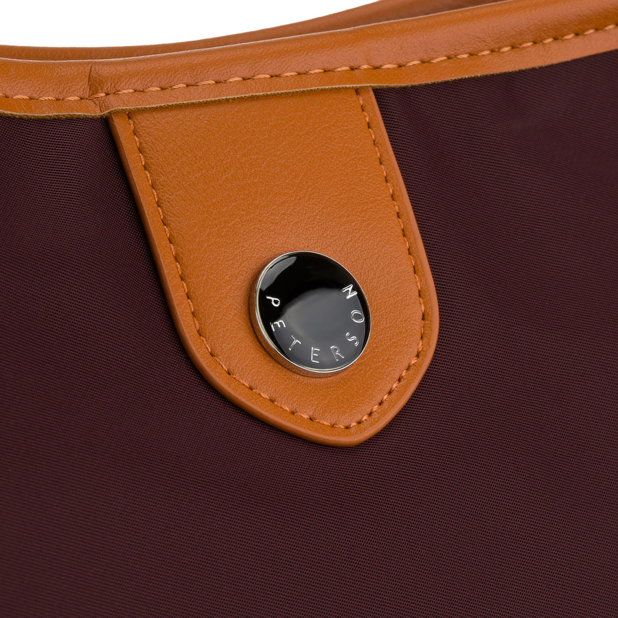 Miejska torebka damska z poliestru i skóry ekologicznej w bordowym kolorze, jednokomorowa - Peterson