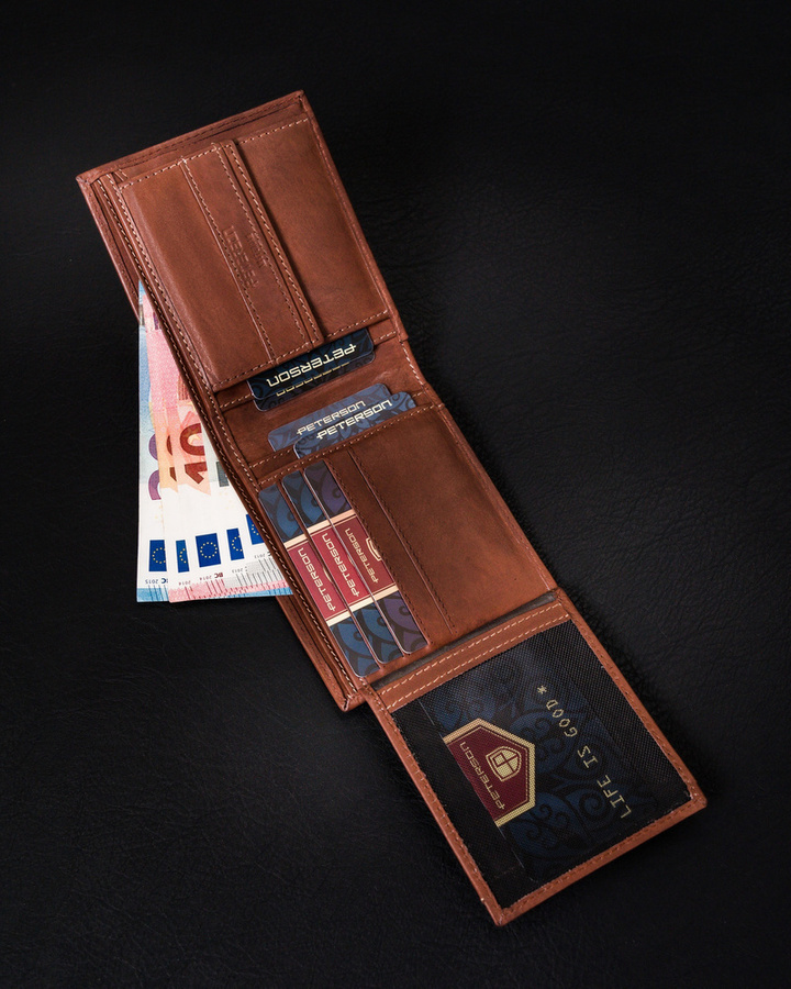 Klasyczny skórzany portfel męski na karty - Peterson