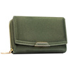 Portfel damski ze skóry ekologicznej w zielonym kolorze, zamykany na zatrzask - Rovicky