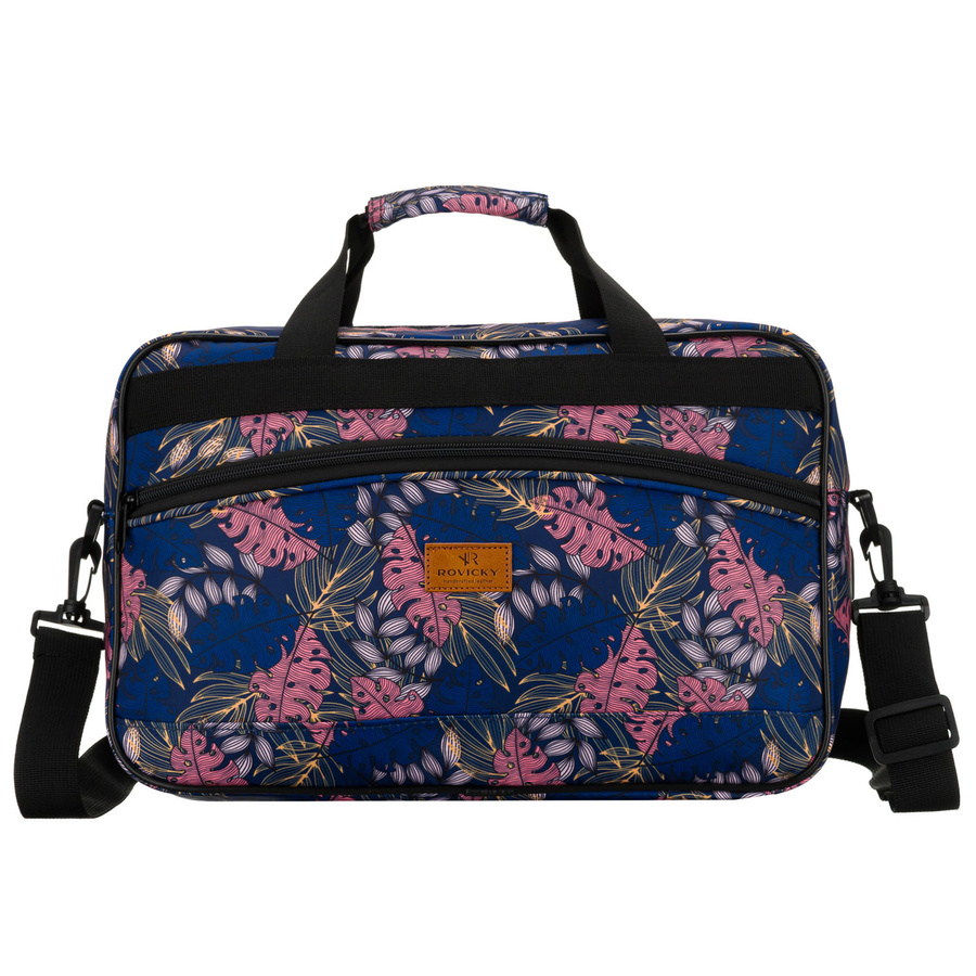Torba podróżna wyposażona w dopinany pasek i zewnętrzną kieszeń zapinaną suwakiem - Rovicky