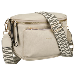 Listonoszka damska ze skóry ekologicznej w beżowym kolorze zamykana suwakiem - Rovicky