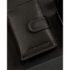 Mały portfel męski ze skóry naturalnej w czarnym kolorze zapinany zatrzaskiem - Peterson
