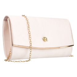 Beżowa kopertówka damska wykonana z tkaniny syntetycznej z wewnętrzną kieszonką - Rovicky