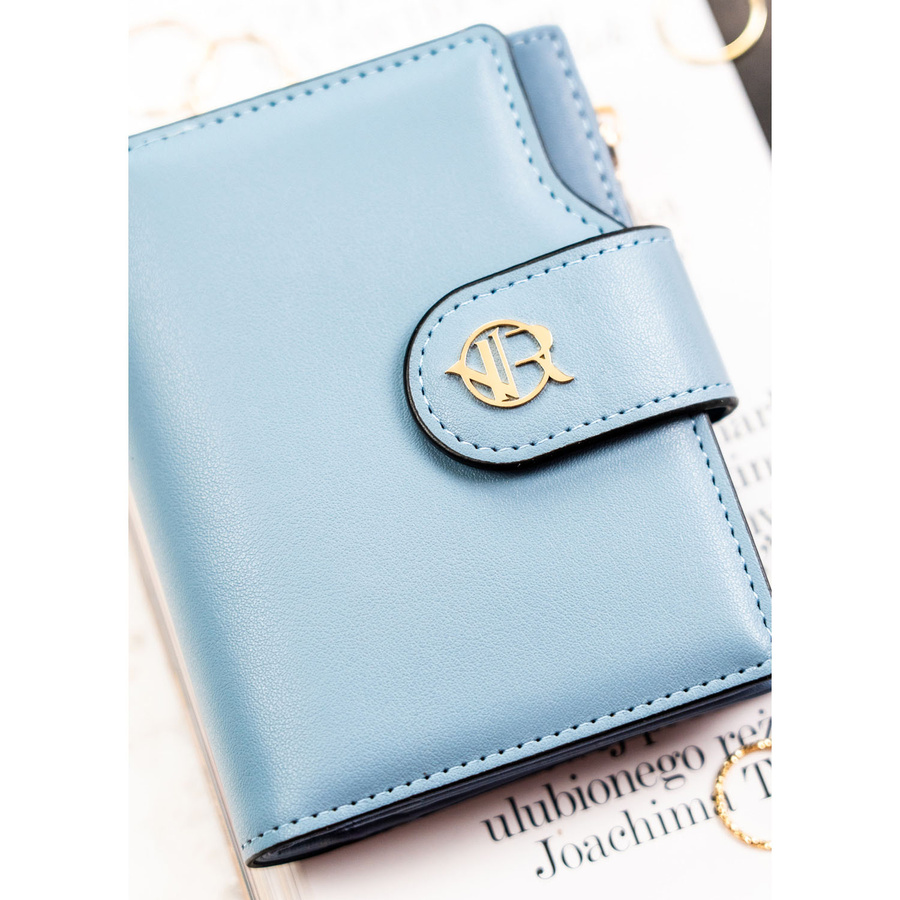 Portfel damski ze skóry ekologicznej w błękitnym kolorze, wyposażony w system RFID - Rovicky