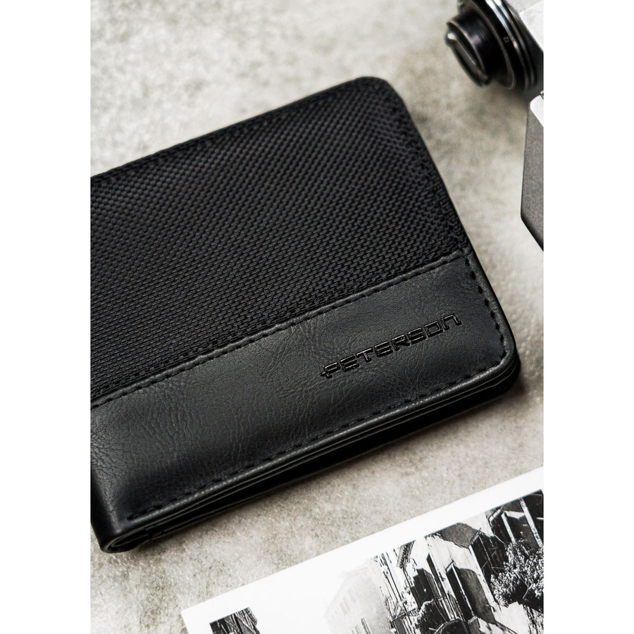 Modny portfel męski w czarnym kolorze z systemem RFID - Peterson