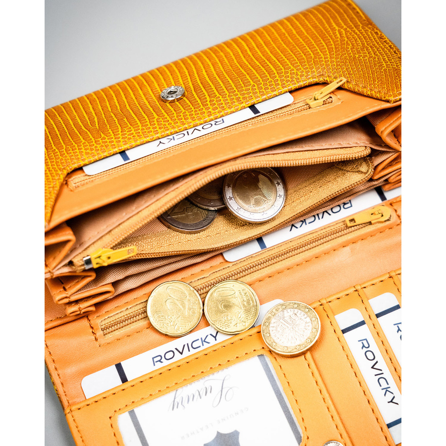 Duży, brązowy portfel damski ze skóry ekologicznej - 4U Cavaldi