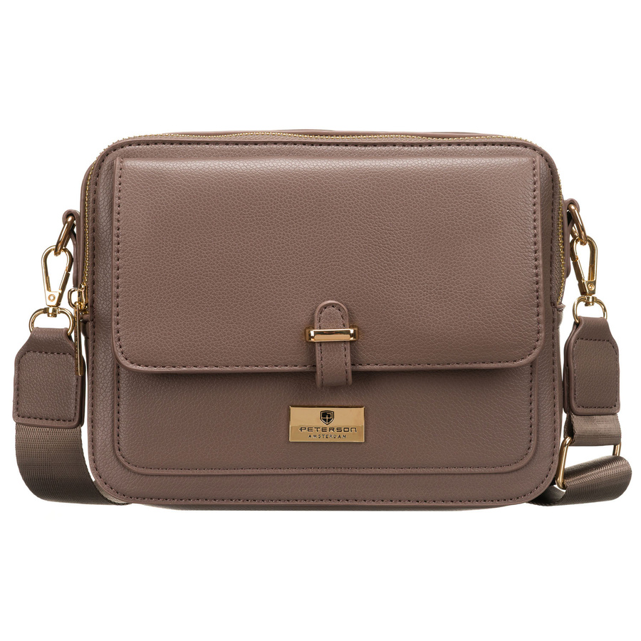 Brązowa listonoszka damska wykonana ze skóry ekologicznej - Peterson