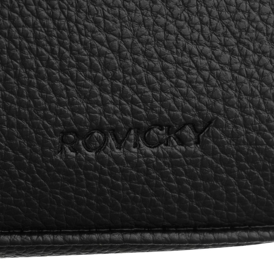 Elegancka saszetka męska ze skóry ekologicznej w czarnym kolorze zamykana suwakiem - Rovicky