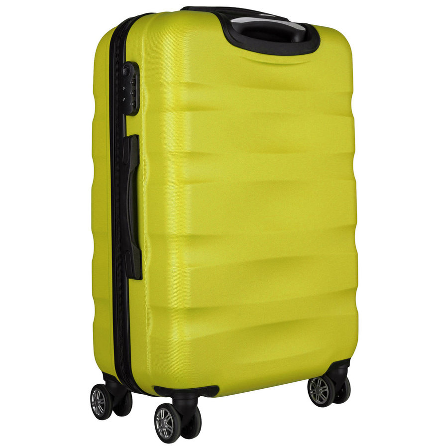 Średnia walizka z tworzywa ABS+ w żółtym kolorze wyposażona w szyfrowany zamek - Peterson