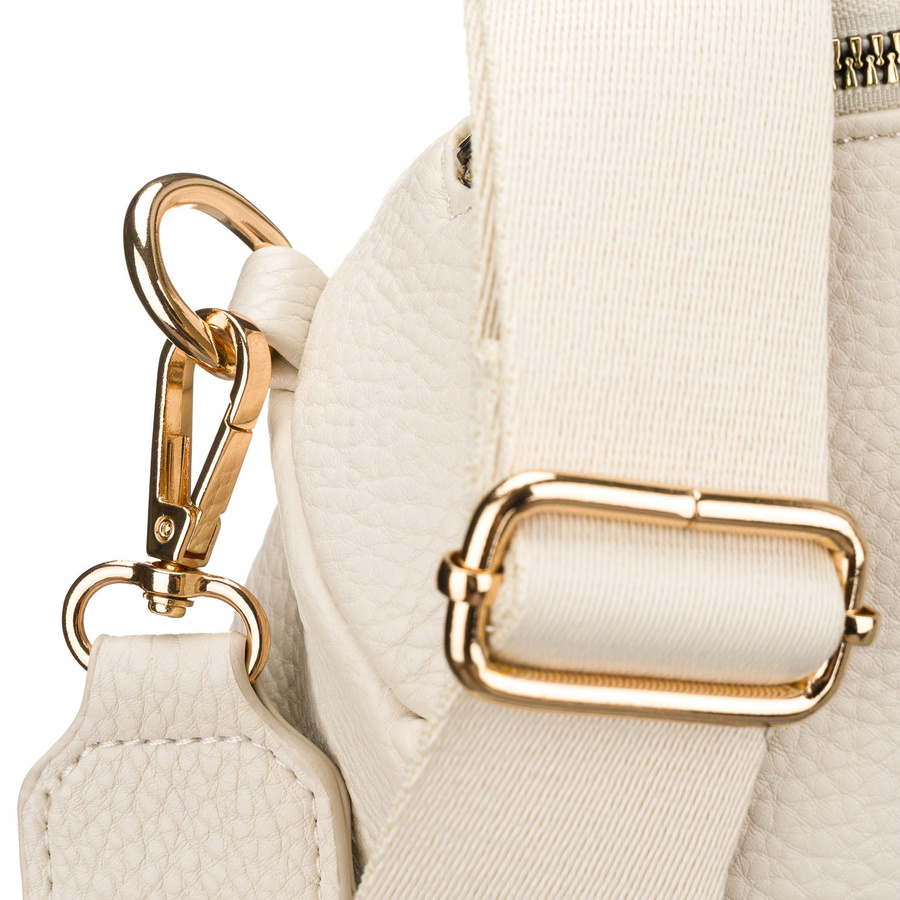 Modna, jasnobeżowa nerka damska ze skóry ekologicznej - Peterson