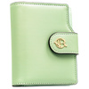 Pionowy portfel damski ze skóry ekologicznej w zielonym kolorze, zamykany na zatrzask i suwak - Rovicky