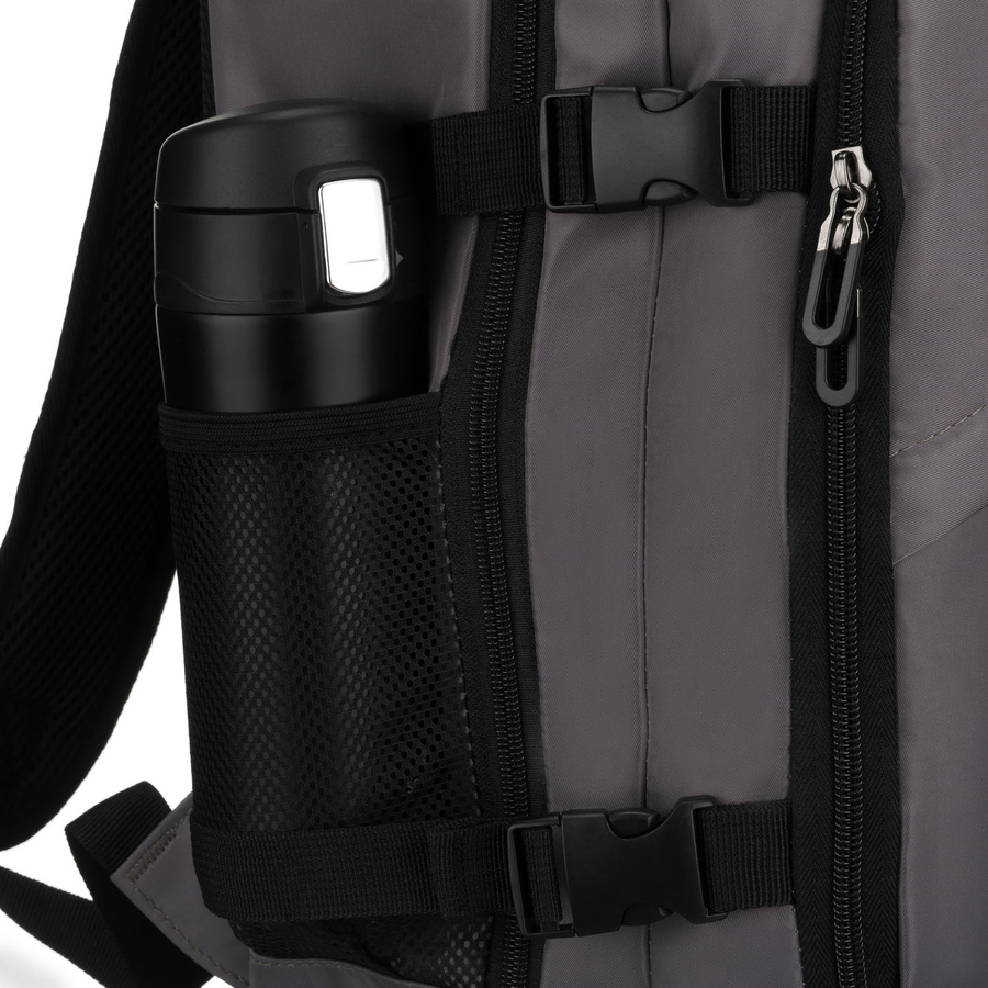 Szary, podróżny plecak z poliestru idealny na bagaż podręczny - Peterson