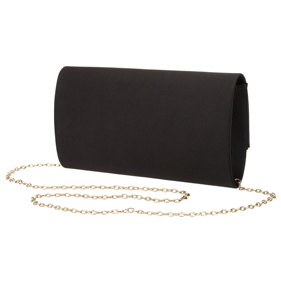 Czarna, wizytowa torebka damska wykonana z tkaniny syntetycznej z wewnętrzną kieszonką - Rovicky
