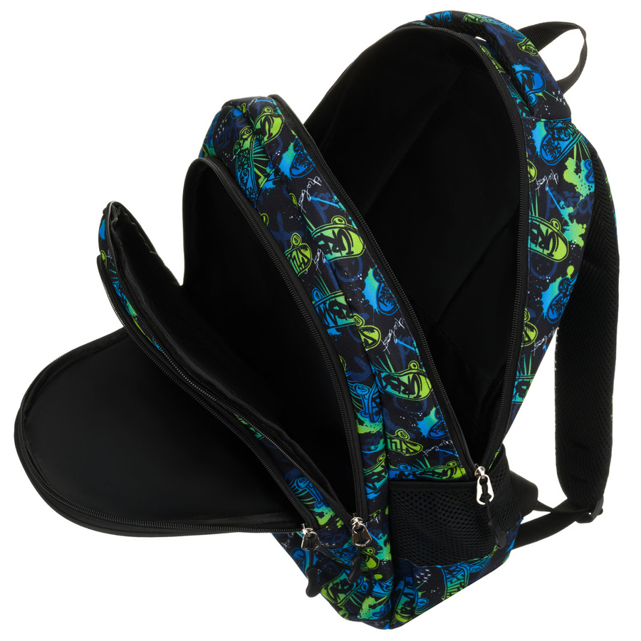 Szkolny plecak z poliestru pokryty wzorem w deskorolki - Peterson