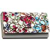 Skórzany, wielokolorowy portfel damski w kwiaty, wyposażony w system RFID - 4U Cavaldi