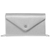 Brokatowa, srebrna kopertówka damska z magnetycznym zapięciem - Rovicky