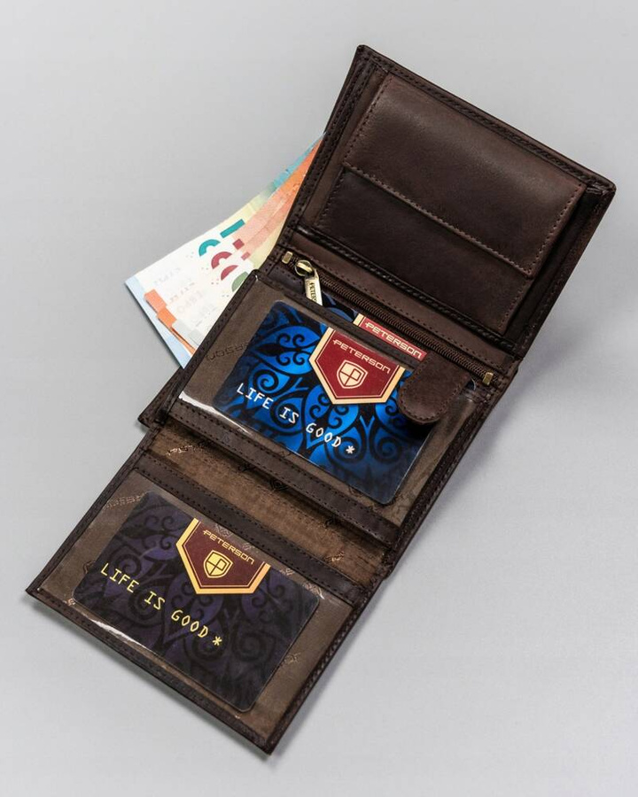 Duży, skórzany portfel męski w orientacji pionowej - Peterson