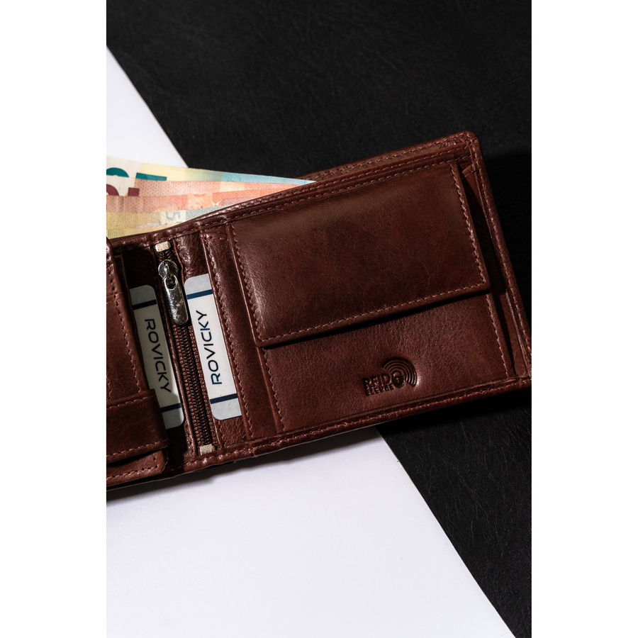 Skórzany portfel męski z motywem patriotycznym - Rovicky