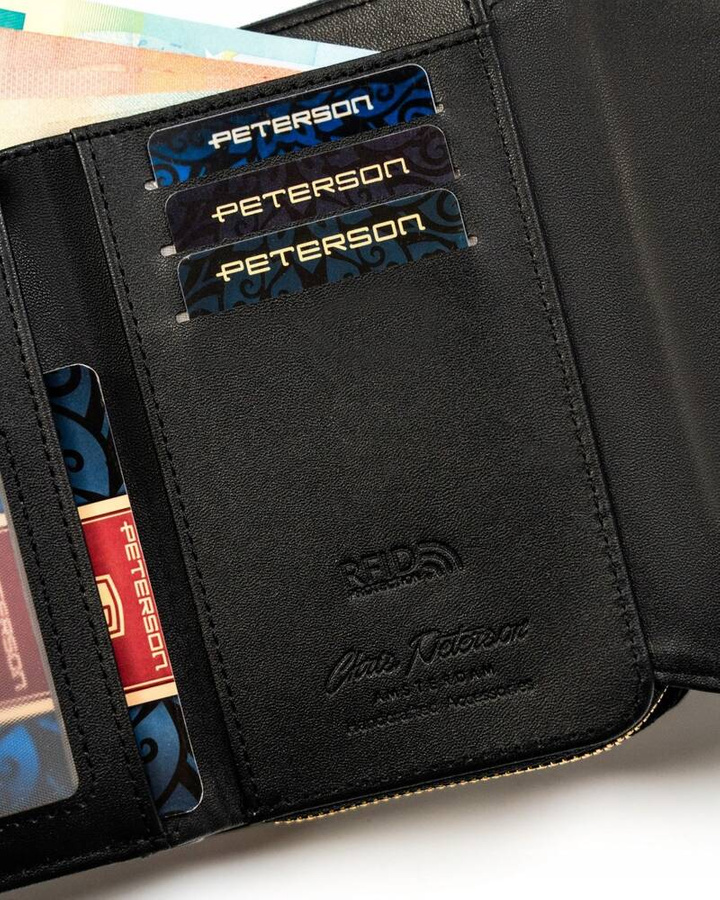 Poziomy portfel damski ze skóry ekologicznej - Peterson