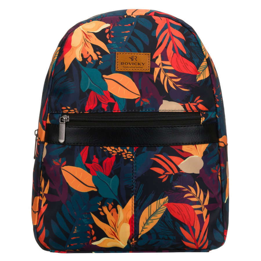 Miejski plecak damski zawieszony na regulowanych szelkach, ozdobiony kwiatowym wzorem - Rovicky