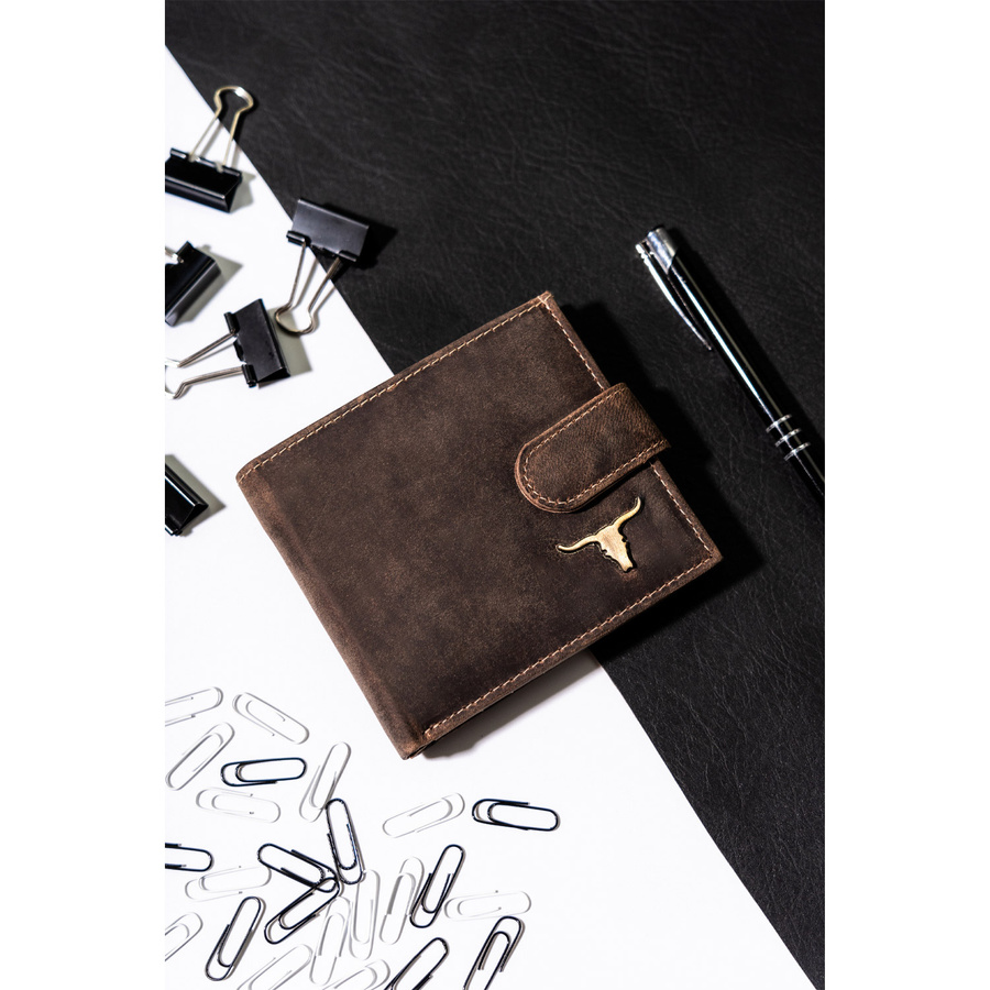 Duży skórzany portfel męski z zatrzaskiem - Buffalo Wild