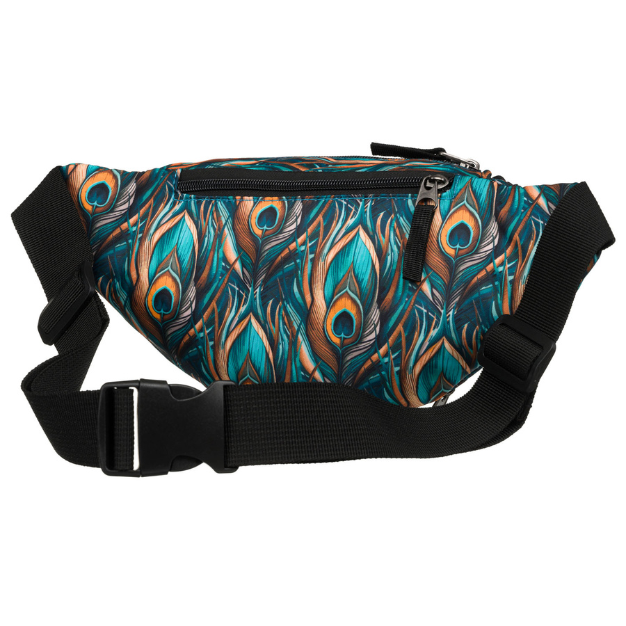 Wielokolorowa saszetka damska z zewnętrzną kieszenią na suwak - Rovicky