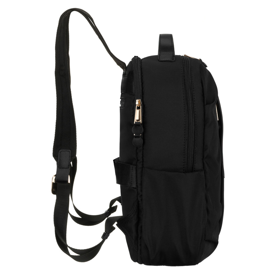 Czarny, nylonowy plecak damski z uchwytem do mocowania na walizce - Peterson