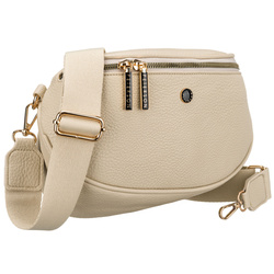 Beżowa, praktyczna, miejska nerka damska ze skóry ekologicznej, jednokomorowa - Peterson