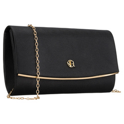 Czarna, wizytowa torebka damska wykonana z tkaniny syntetycznej - Rovicky