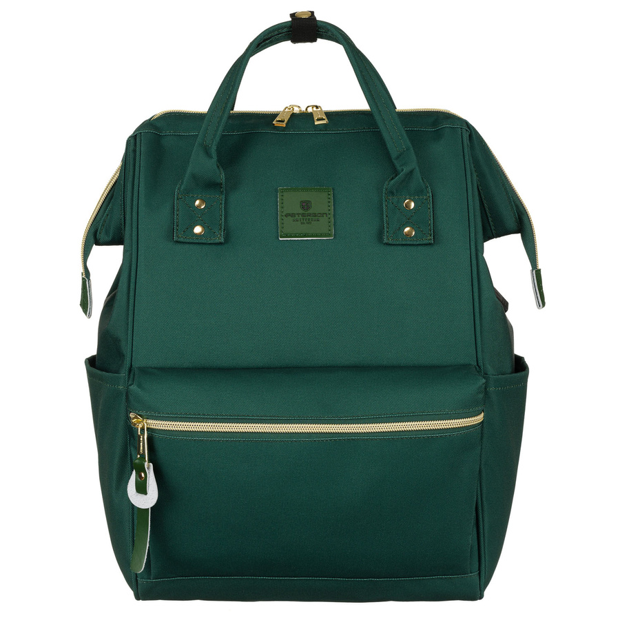 Podróżny plecak damski z poliestru w zielonym kolorze z miejscem na laptopa - Peterson