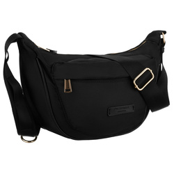 Czarna listonoszka damska wykonana z nylonu, zawieszona na regulowanym pasku - Peterson