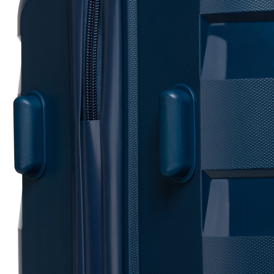 Granatowa, duża walizka z polipropylenu z obrotowymi kółkami - Peterson