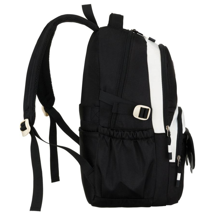 Młodzieżowy plecak szkolny z poliestru w czarnym kolorze z przegrodą na laptopa, odporny na wilgoć - Peterson