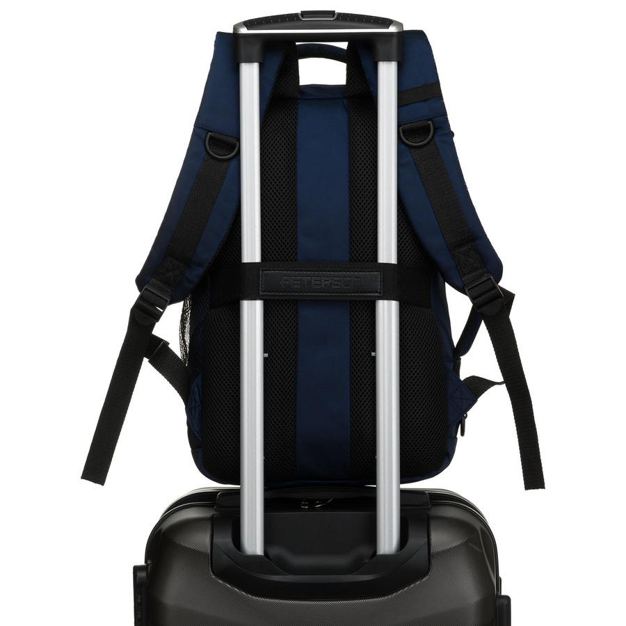 Plecak podróżny w granatowym kolorze, dwukomorowy i zamykany suwakiem - Peterson