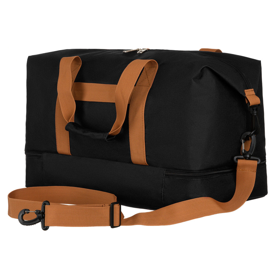 Torba podróżna z poliestru w czarnym kolorze z dopinanym paskiem na ramię - Peterson