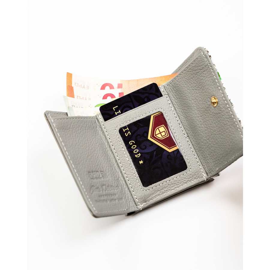 Mały portfelik damski ze skóry naturalnej w zielonym kolorze - Peterson