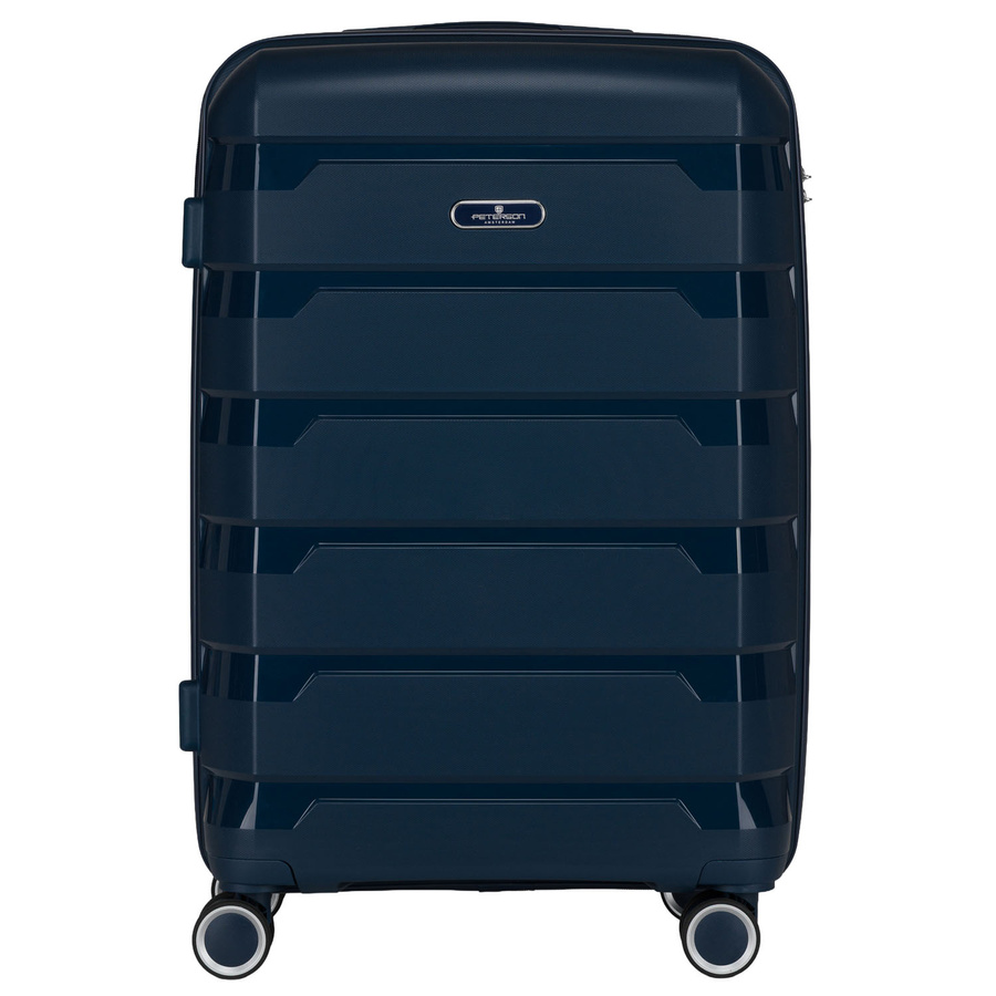 Granatowa, twarda walizka z polipropylenu w średnim rozmiarze - Peterson