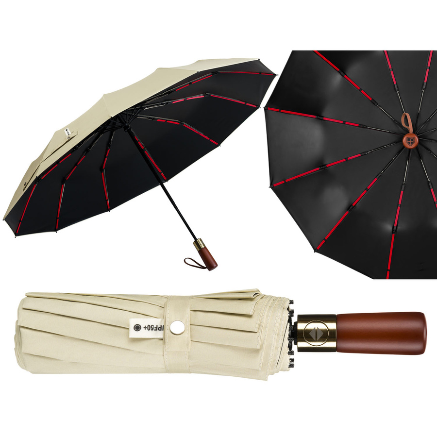 Biały, przeciwdeszczowy i przeciwsłoneczny parasol rozkładany automatycznie - Peterson