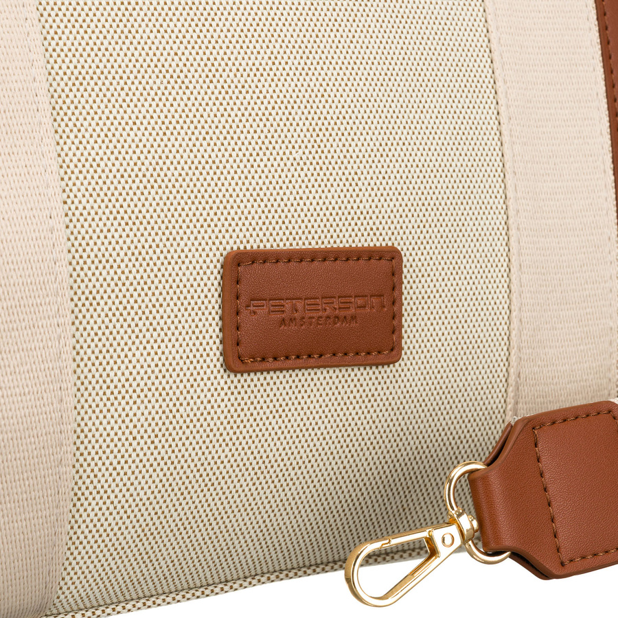 Modna shopperka damska w brązowo-beżowym kolorze z regulowanym paskiem w zestawie - Peterson