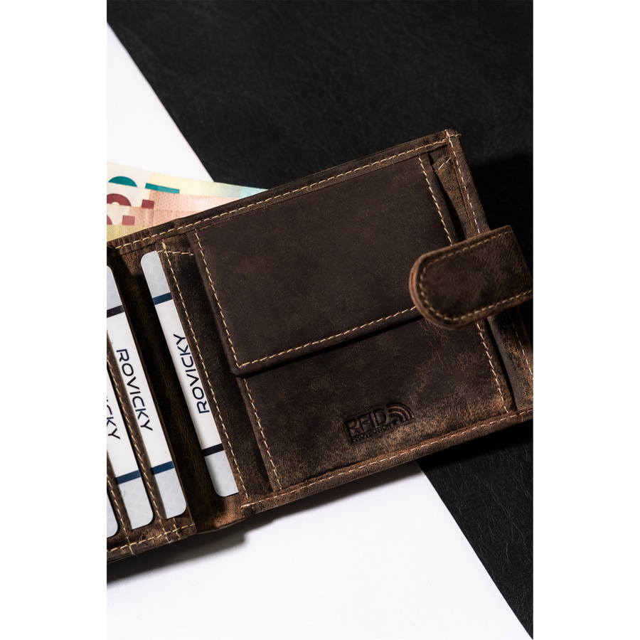 Duży skórzany portfel męski z zatrzaskiem - Buffalo Wild