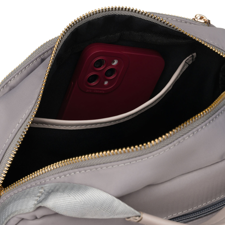 Listonoszka damska z nylonu w szarym kolorze zamykana suwakiem - Peterson