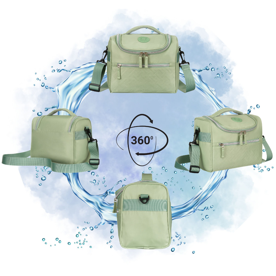 Zielona kosmetyczka podróżna z tkaniny syntetycznej z haczykiem do zawieszenia - Peterson